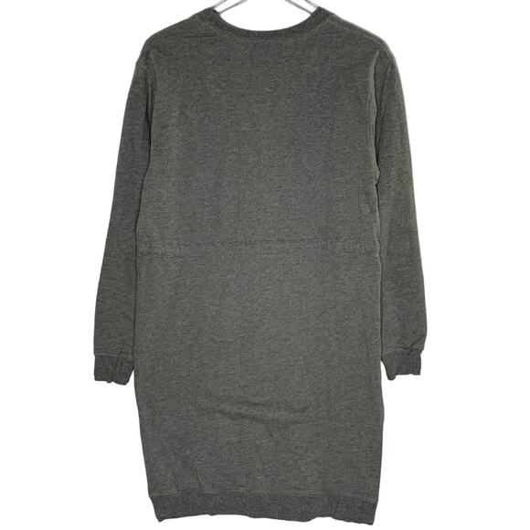 Norma Kamali M Long Sleeve Heather Gray Sweatshirt Dress Drawstring - Picture 2 of 8